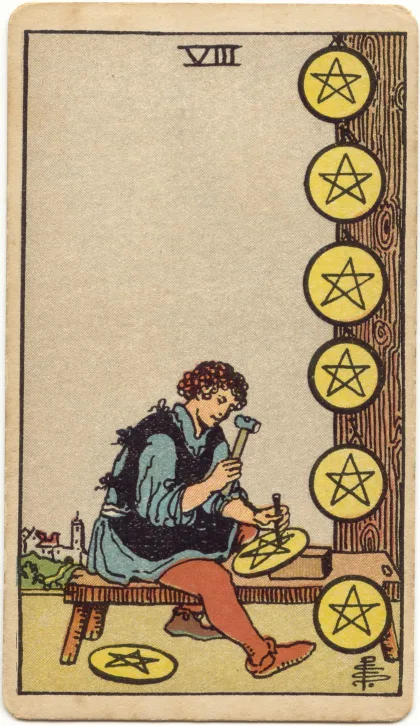 Eight of Pentacles — The 1909 London Deck
